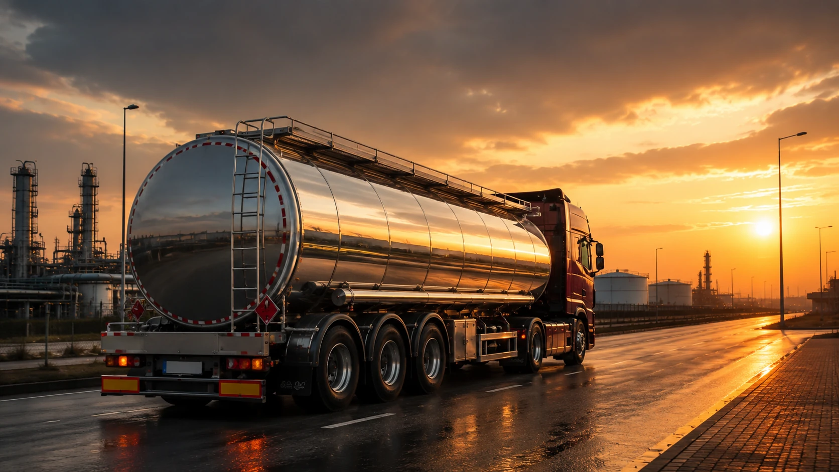 Industrial liquid-bulk tanker prepared for a confirmed movement.